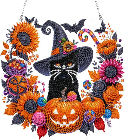 DIY Sun Catcher with Pumpkins, Candy & Flowers – Hanging Rhinestone Decor