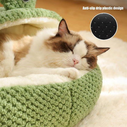 Cute Frog Hooded Cat Bed Pet House Bed QH2