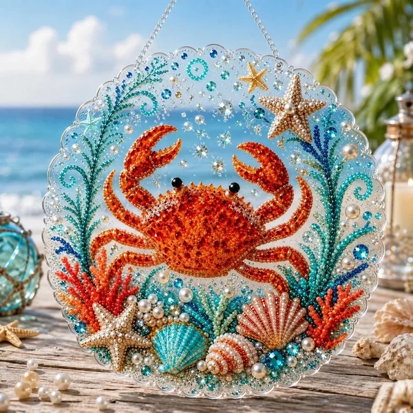 Ocean Crab Sun Catcher Art DIY Diamond Painting Kit CELD21