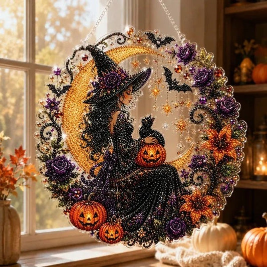 Halloween Witch Crescent Moon DIY Diamond Painting Kit CELD27