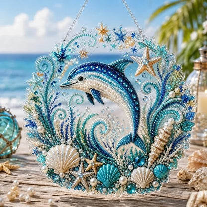 Ocean Dolphin Suncatcher Home Decor DIY Diamond Painting Kit CELD29