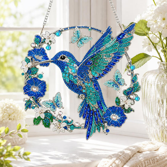 Blue Hummingbird and Flowers DIY Diamond Painting Kit CELD35
