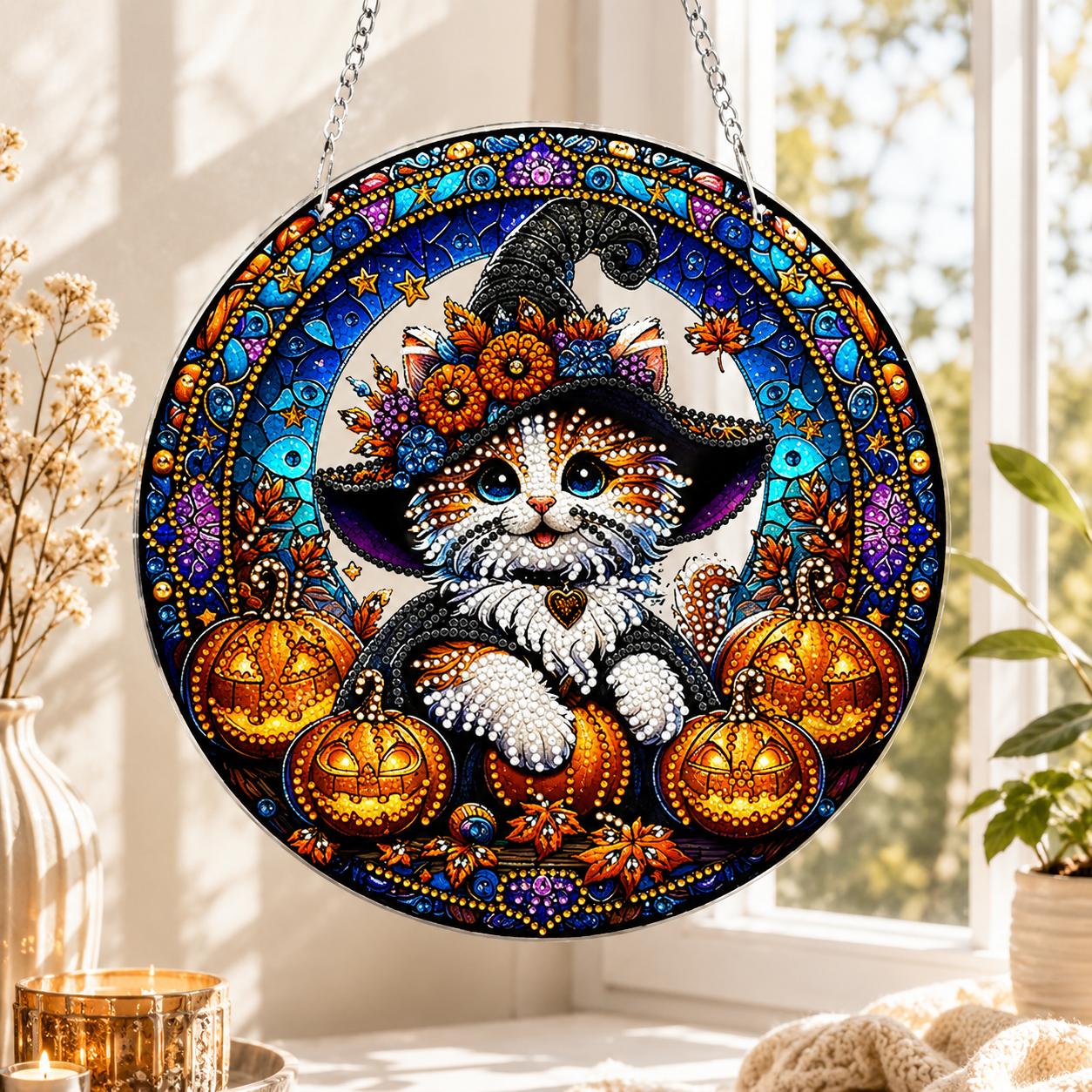 Halloween Witch Cat Pumpkin DIY Diamond Painting Kit CELD42