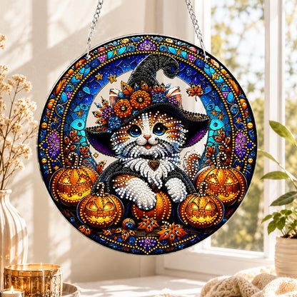 Halloween Witch Cat Pumpkin DIY Diamond Painting Kit CELD42