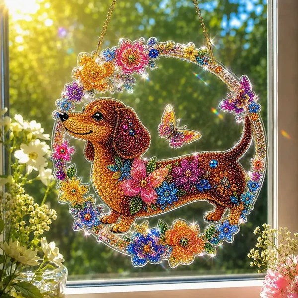Dachshund & Butterfly DIY Diamond Painting Kit CELD45