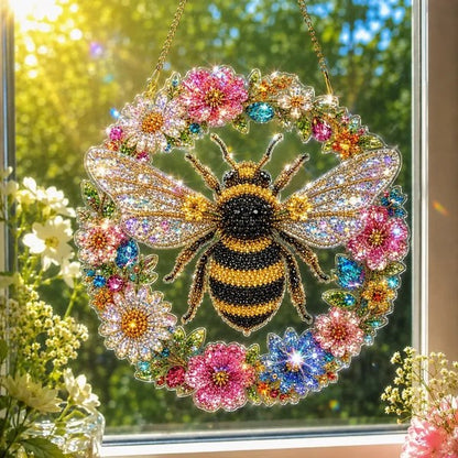 Floral Honey Bee DIY Diamond Painting Kit CELD46