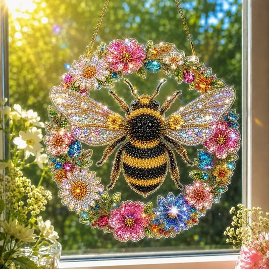 Floral Honey Bee DIY Diamond Painting Kit CELD46
