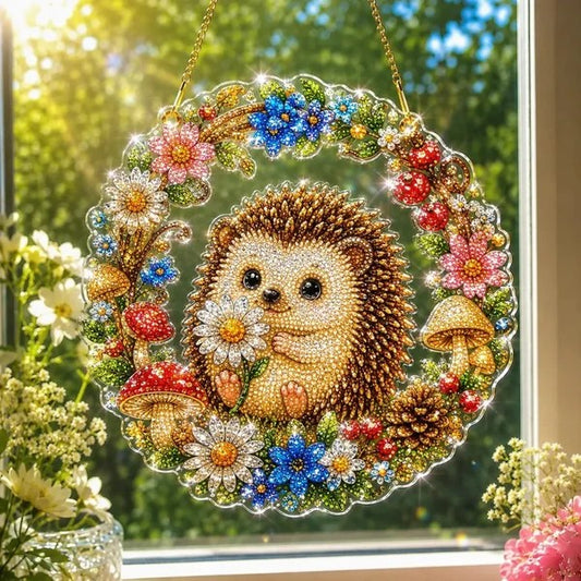 Cute Hedgehog & Flowers DIY Diamond Painting Kit CELD47