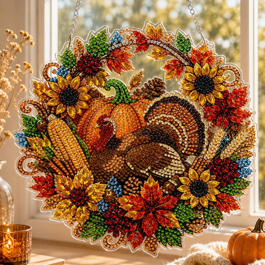 Autumn Pumpkin Wreath DIY Diamond Painting Kit CELD51