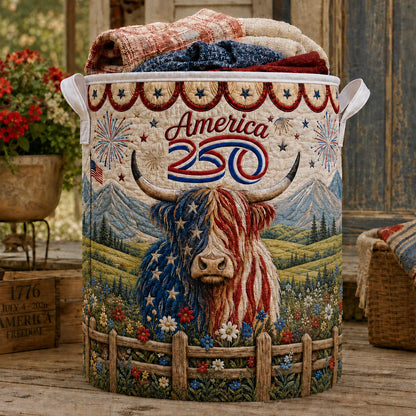 Highland Cow 250 USA Quilted Laundry Basket DT01