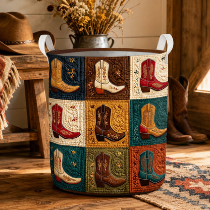Cowboy Boot Quilted Laundry Basket EM02