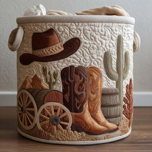 Cactus Cowboy Boot Quilted Laundry Basket EM04