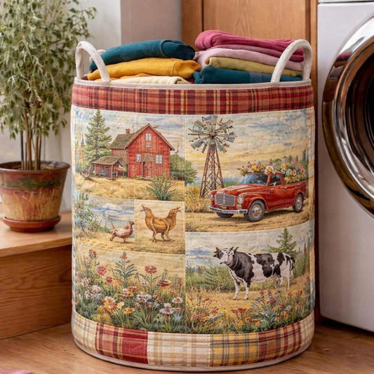 Farmhouse  Quilted Laundry Basket EM06