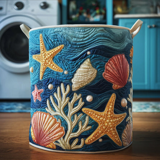 Ocean Breeze Quilted Laundry Basket CEEM08