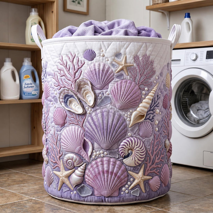 Ocean Whisper Quilted Laundry Basket CEEM09