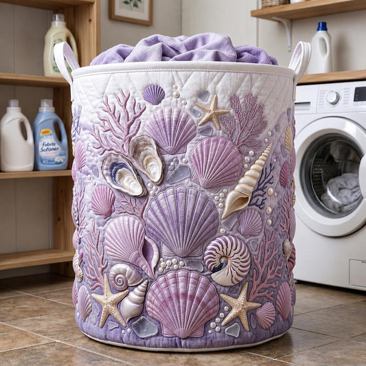 Ocean Whisper Quilted Laundry Basket CEEM09