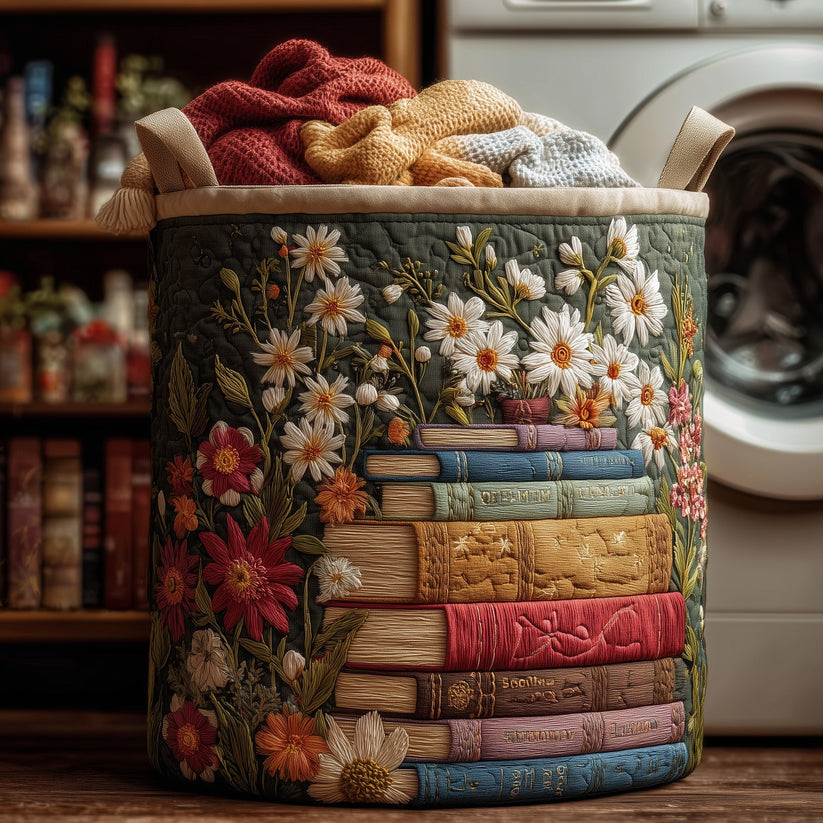Cozy Book Quilted Laundry Basket CEEM10
