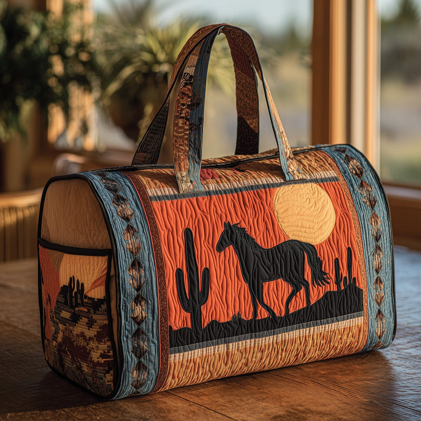 Horse Desert Sunset Quilted Duffle Bag EM02