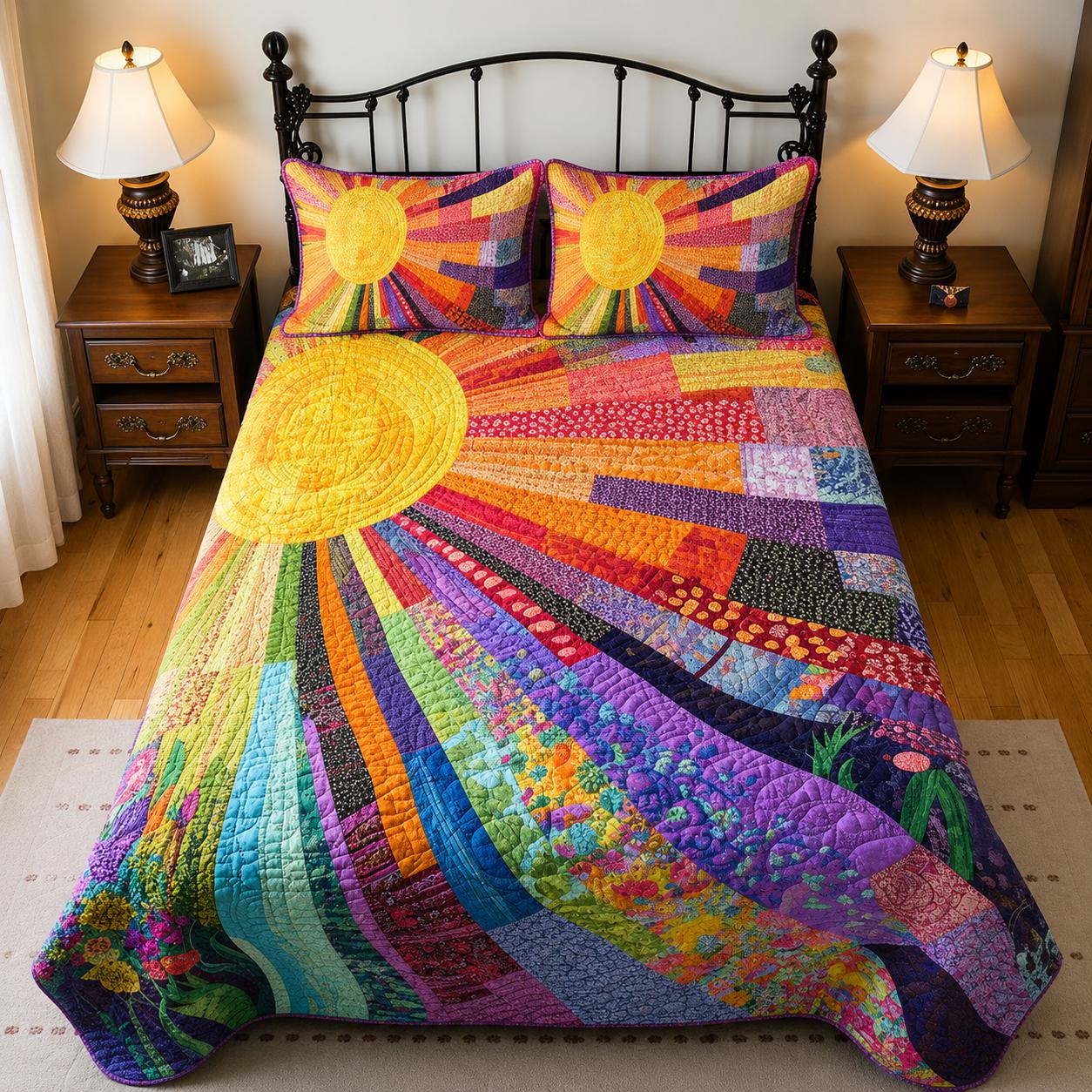 Cheerful Sunshine Quilted Bedding Set CELD02