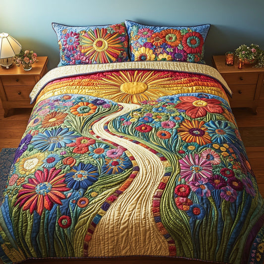 Radiant Floral Journey Quilted Bedding Set CELD06