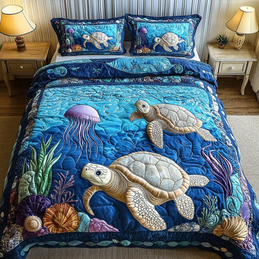 Turtle Tranquil Quilted Bedding Set CELD13