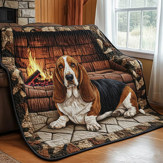 Cozy Basset Hound Quilted Blanket CELD15