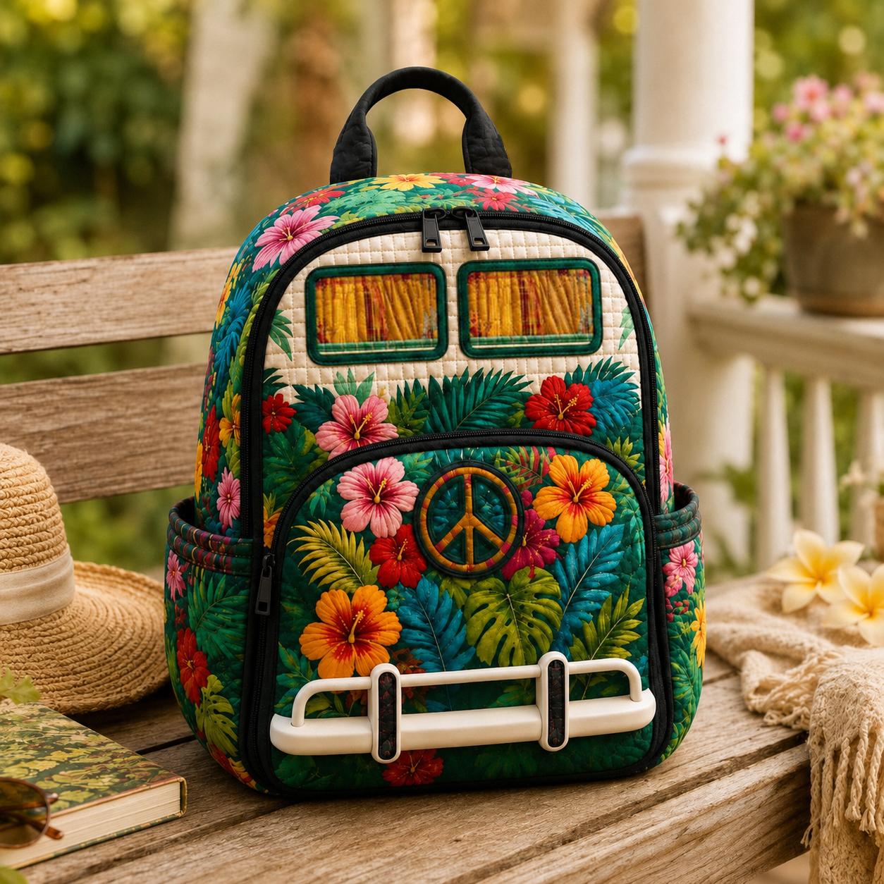 Retro Camper Quilted Backpack CELD10