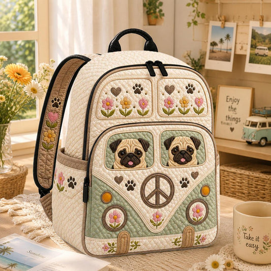 Pug Dog Quilted Backpack CELD12