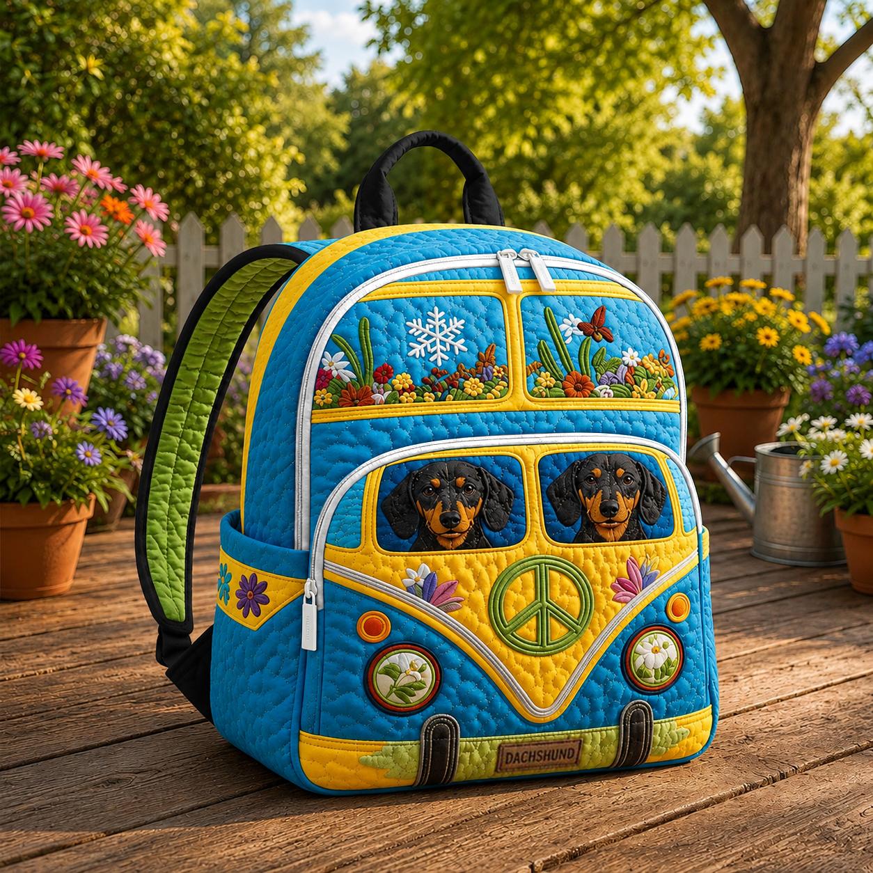 Dachshund Personalized Quilted Backpack CELD13