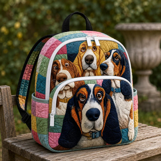 Patchwork Basset Hound Quilted Backpack CELD14
