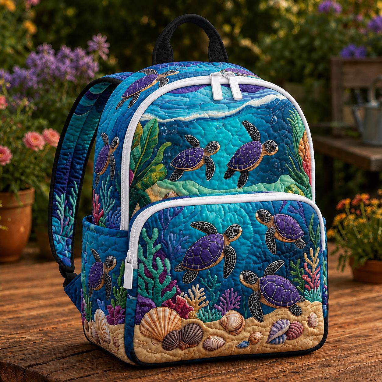 Sea Turtle Quilted Backpack CETL16