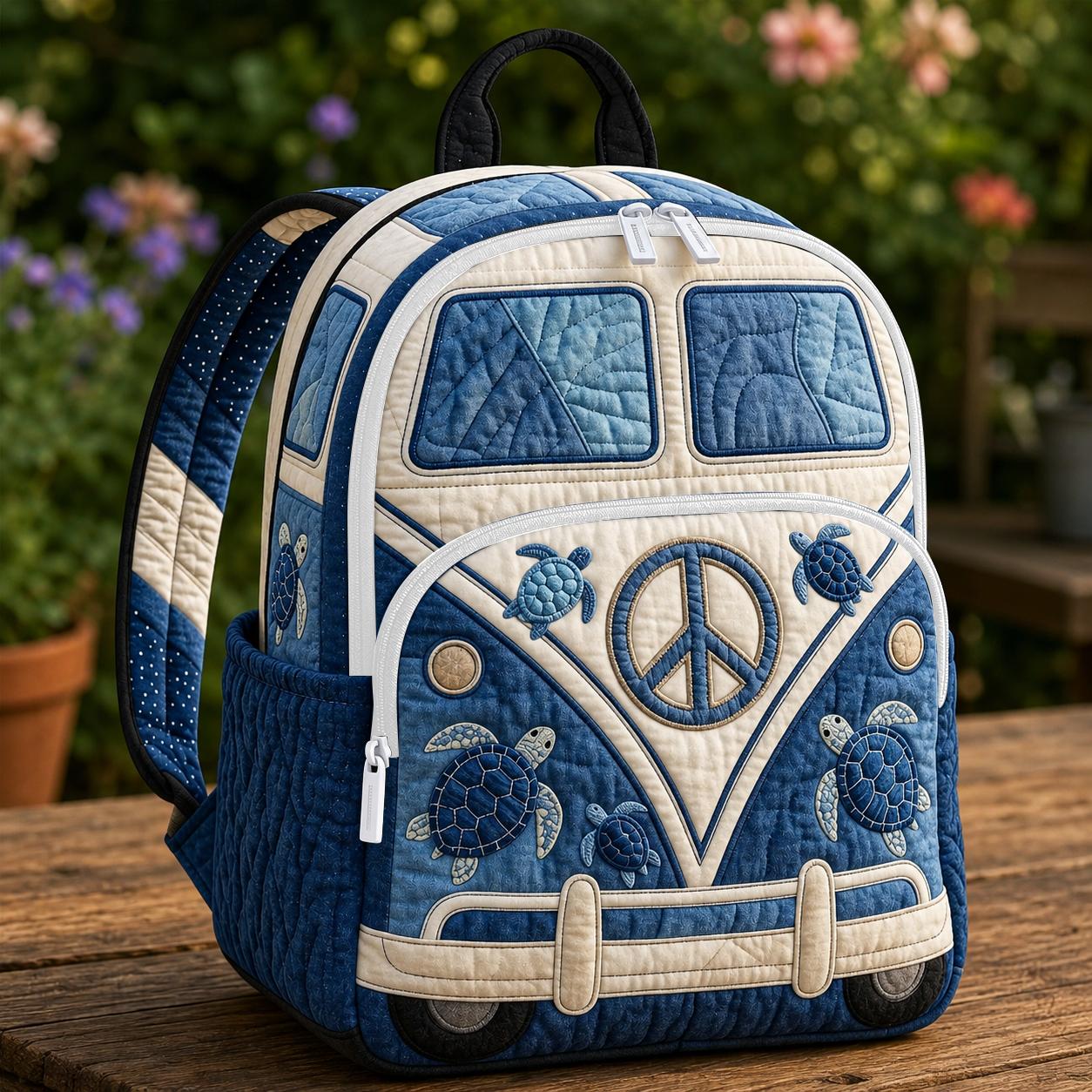 Sea Turtle Hippie Van Quilted Backpack CELD17