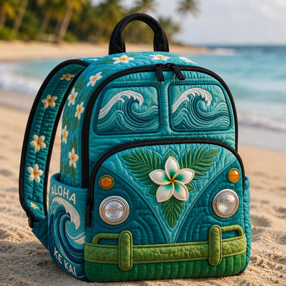 Tropical Plumeria Hippie Van Quilted Backpack CELD19