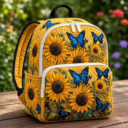 Sunflower & Blue Butterfly Quilted Backpack CELD22