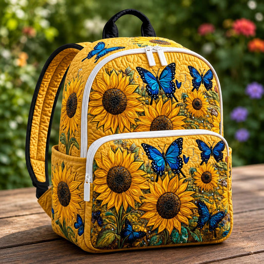 Sunflower & Blue Butterfly Quilted Backpack CELD22