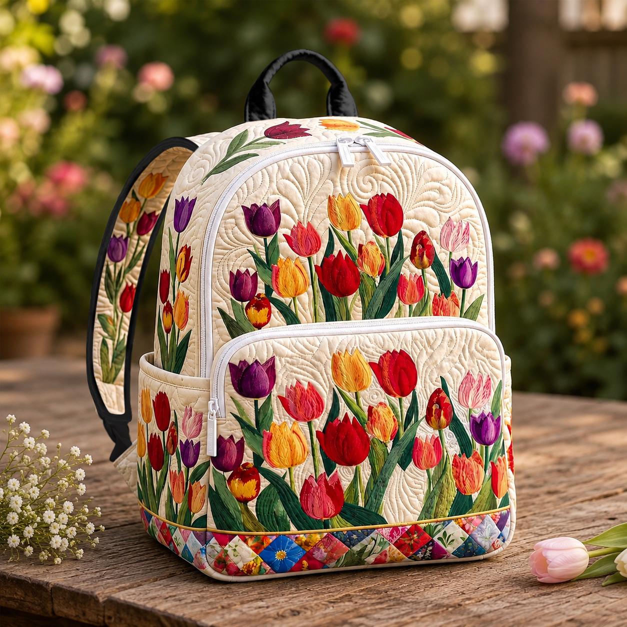 Tulip Garden Quilted Backpack CELD25