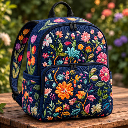 Midnight Wildflower Quilted Backpack CELD27