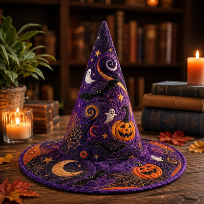 Vintage Purple Spooky Quilted Halloween Hat CELD30