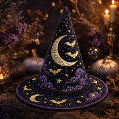 olden Moon & Bats Gothic Quilted Halloween Hat CELD35