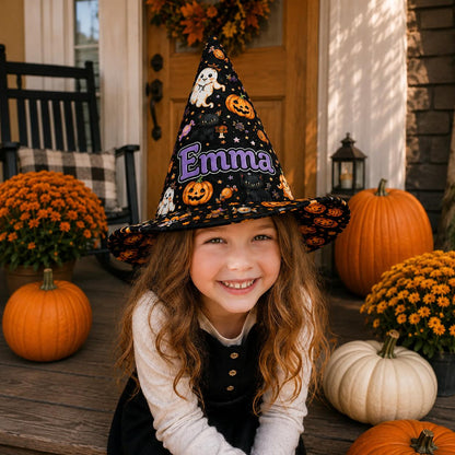 Pumpkin & Ghost Pattern Personalized Quilted Halloween Hat CELD39