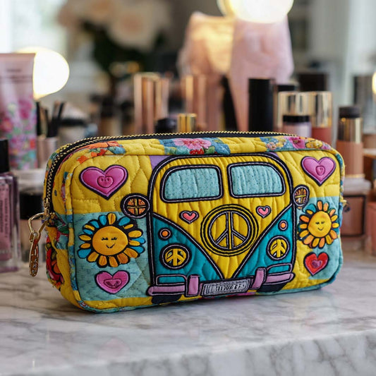 Retro Hippie Bus Quilted Makeup Bag CELD01