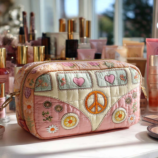 Boho Vintage Hippie Quilted Makeup Bag CELD02