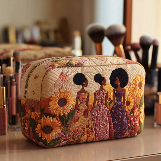 Sunflower Glow Quilted Makeup Bag CELD07