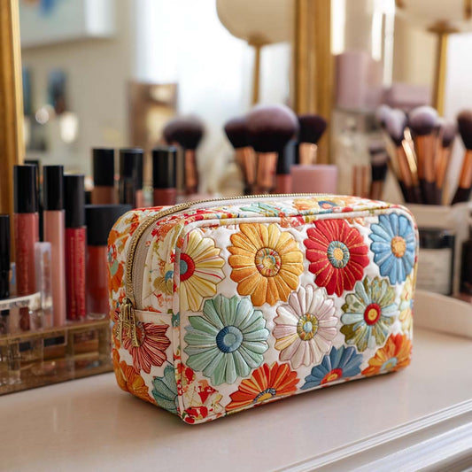 Vintage Daisy Quilted Makeup Bag CELD10