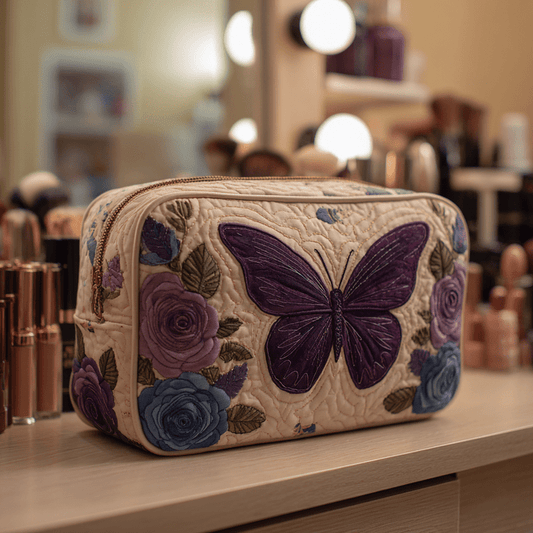 Floral Butterfly Quilted Makeup Bag CELD18