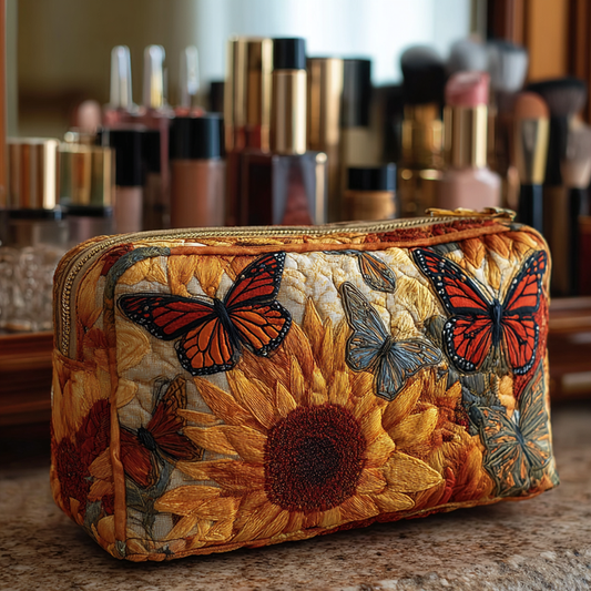 Butterfly & Sunflower Quilted Makeup Bag CELD19