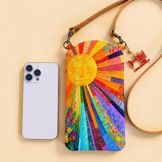 Hippie Sun Quilted Slim Phone Crossbody Bag CELD07