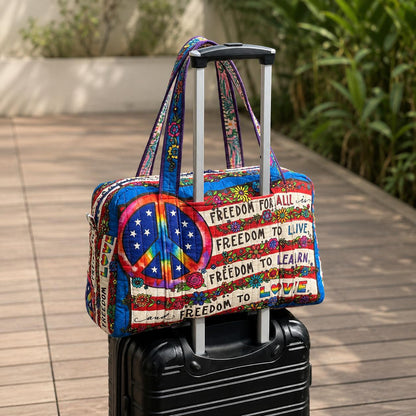 Flag Peace Flower Quilted Travel Bag CELD13