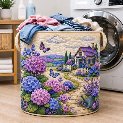 Hydrangea Cottage Quilted Laundry Basket CELD08