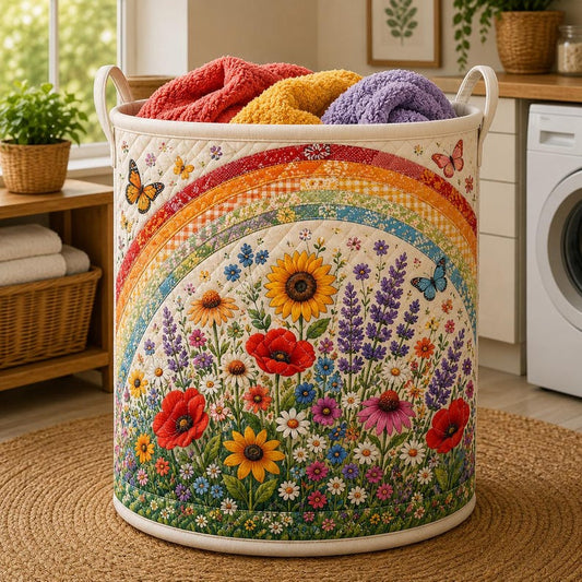 Pride Rainbow Floral Quilted Laundry Basket CELD09